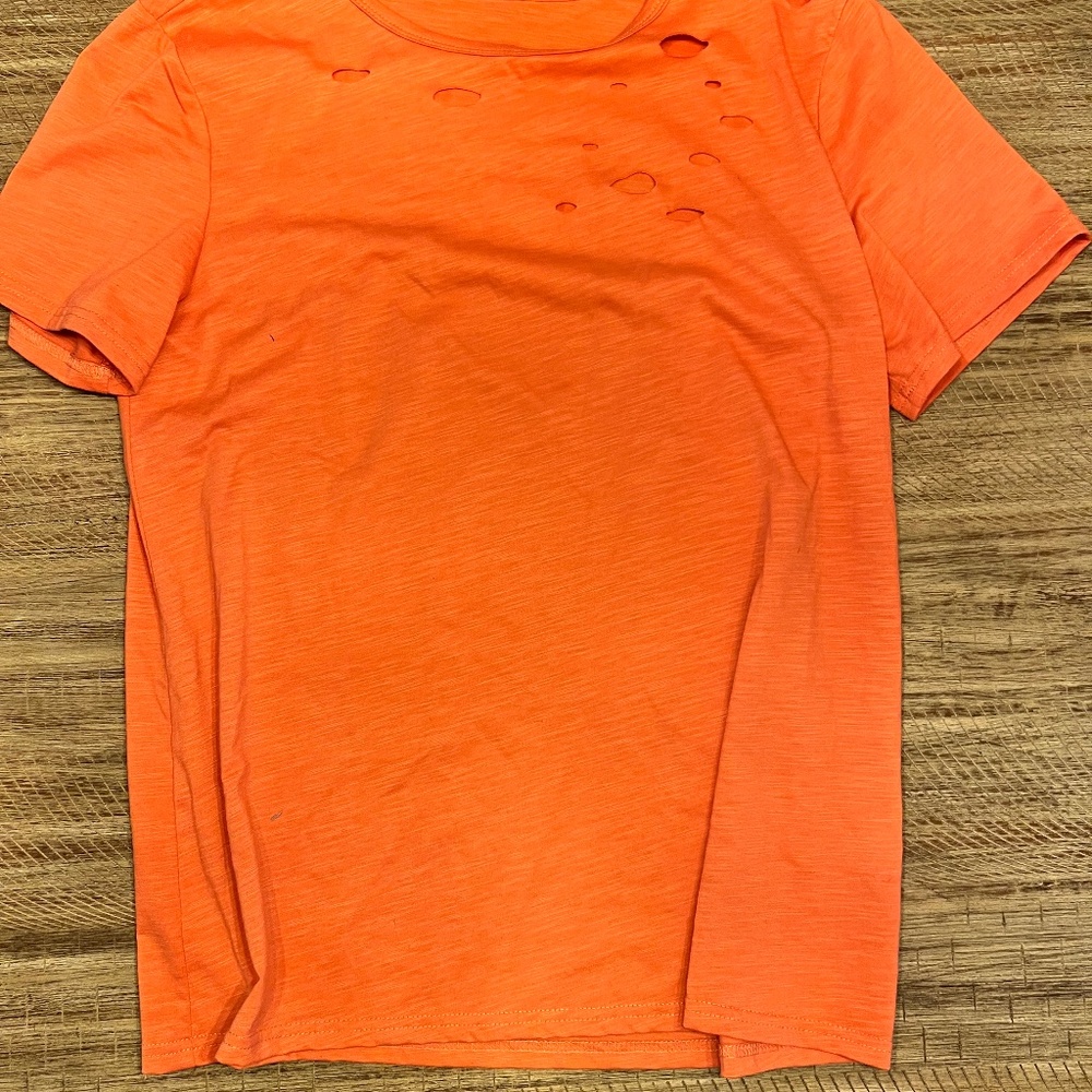 Womens large distressed orange shirt